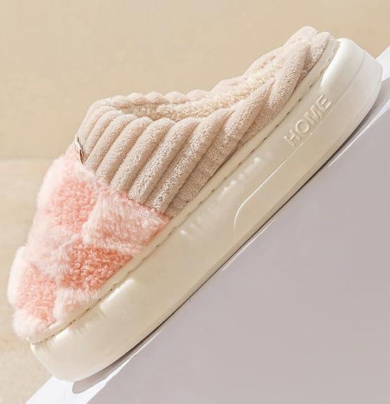 House Slippers for Women,Fuzzy Mens Slippers,Casual House Shoes Memory Foam Womens Slippers Outdoor Indoor Warm Plush Bedroom Shoes with Faux Fur Lining