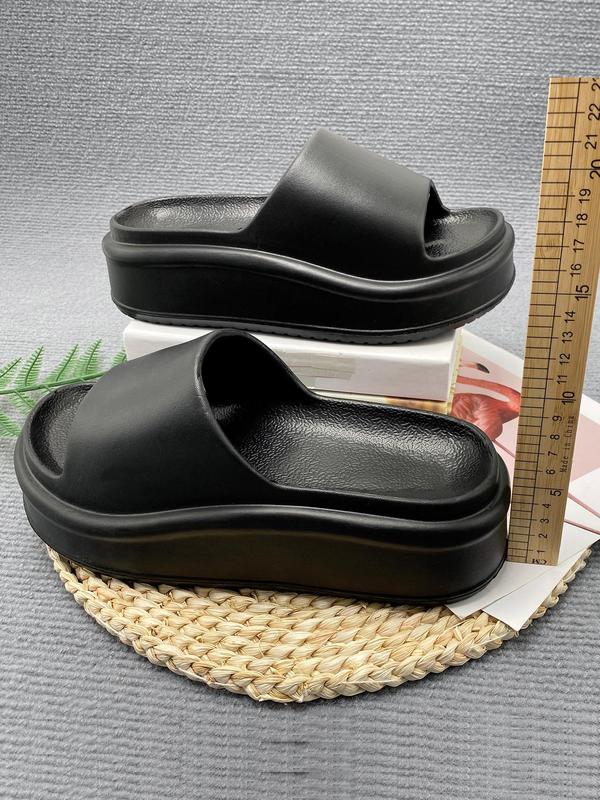 Summer 2024 Fashion Plain Thick-soled Heightening Platform Slippers for Women, Casual Matching Non-slip Soft Comfortable Flat Slippers for Indoor and Outdoor Use