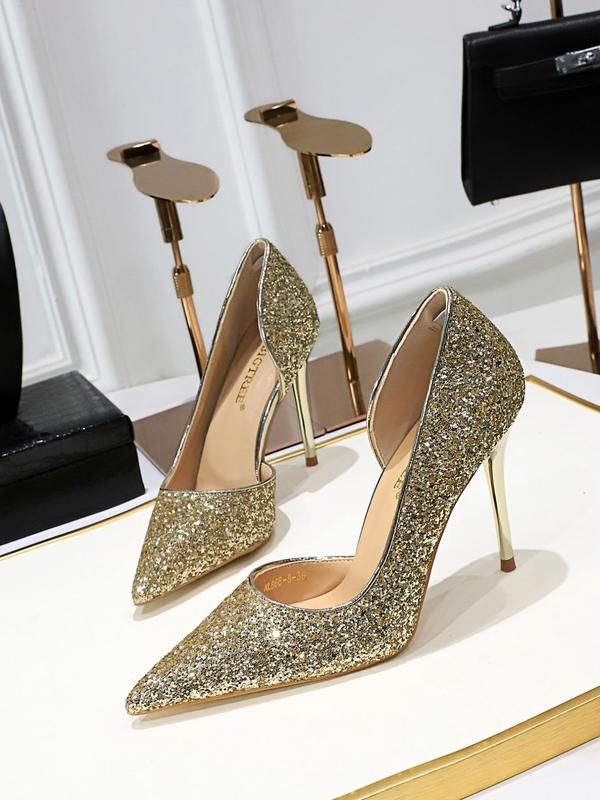 Women's Glitter Sequin Decorated Stiletto Heels, Elegant Pointed Toe High Heel Shoes for Party, Banquet, Fashionable Shoes for Daily Wear