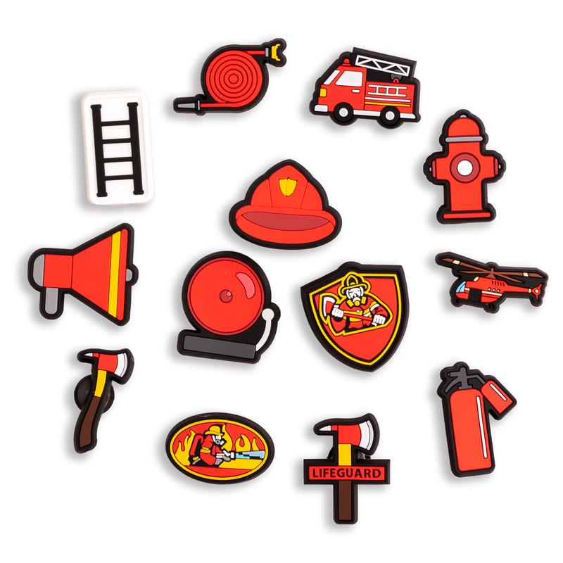 Firefighter Charms Fireman 13PCS Shoes Charms PVC Clog Pins Accessories Party Favors Birthday Gifts Holidays Decoration for Boys Women Girls