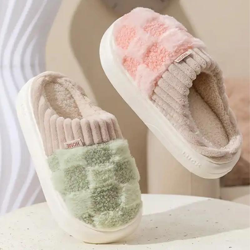 House Slippers for Women,Fuzzy Mens Slippers,Casual House Shoes Memory Foam Womens Slippers Outdoor Indoor Warm Plush Bedroom Shoes with Faux Fur Lining