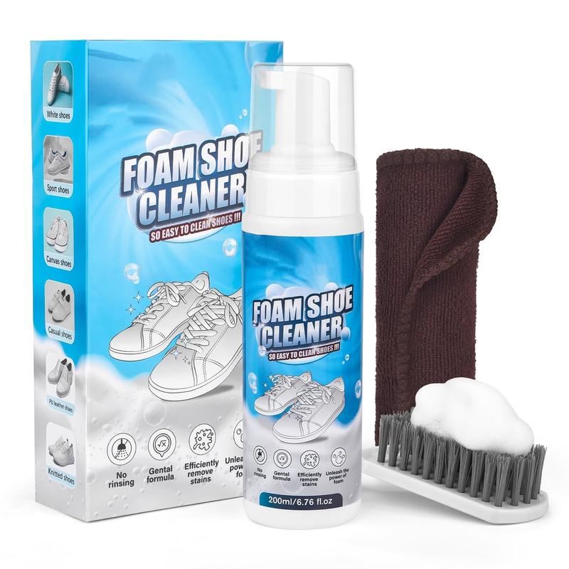 Shoe Cleaning Kit-6.76 Oz Sneaker Cleaner with Brush and Towel, White Shoe Cleaner Foam Shoe Cleaner Footwear Comfort Leather Parent