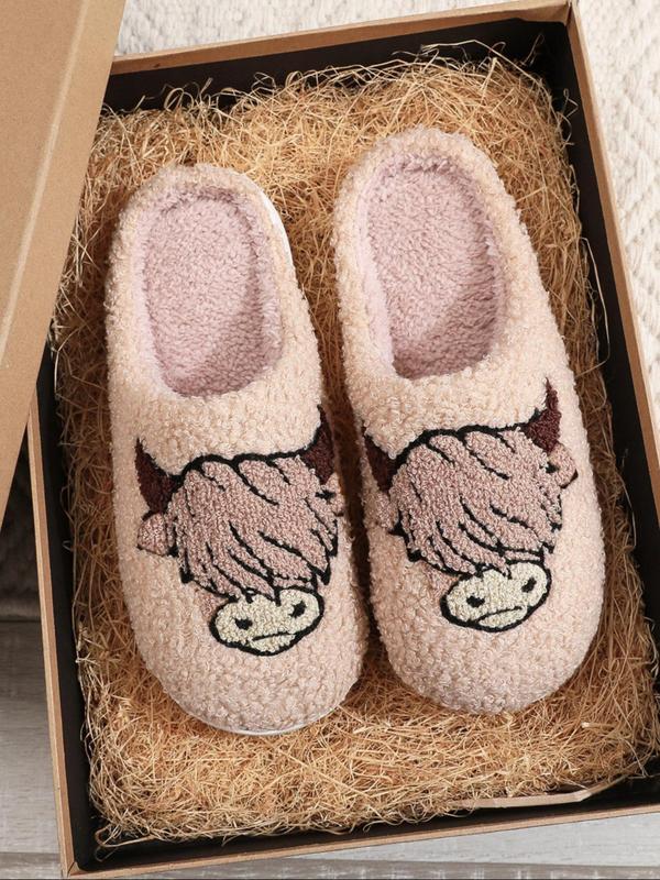 Cute Pug  Design Plush Slippers, Casual Soft Comfortable Home Slippers, Warm Slippers for Indoor & Outdoor Use for Women & Girls