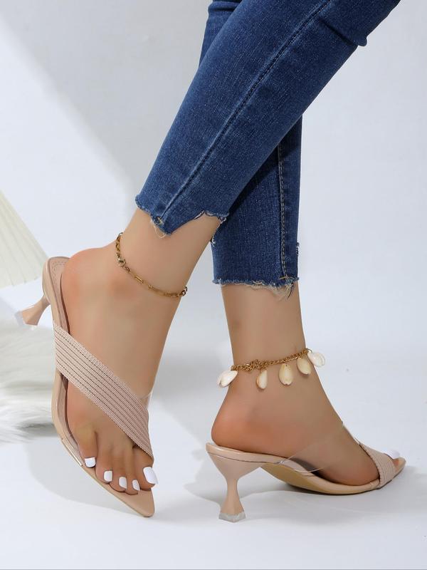 Women's Fashionable Criss Cross Slide Sandals, 1 Pair Pointed Toe Kitten Heel Sandals for Summer, Lightweight Breathable Comfortable Shoes for Daily Wear, Perfect for Women & Girls