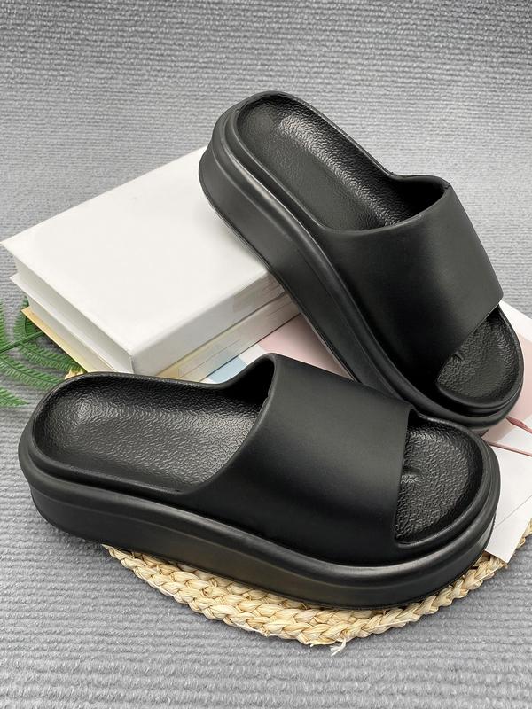 Summer 2024 Fashion Plain Thick-soled Heightening Platform Slippers for Women, Casual Matching Non-slip Soft Comfortable Flat Slippers for Indoor and Outdoor Use