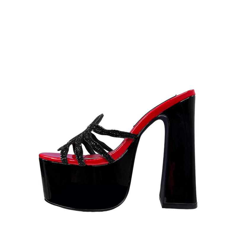 ELVIRA SPIDER PUMP - BLACK RED