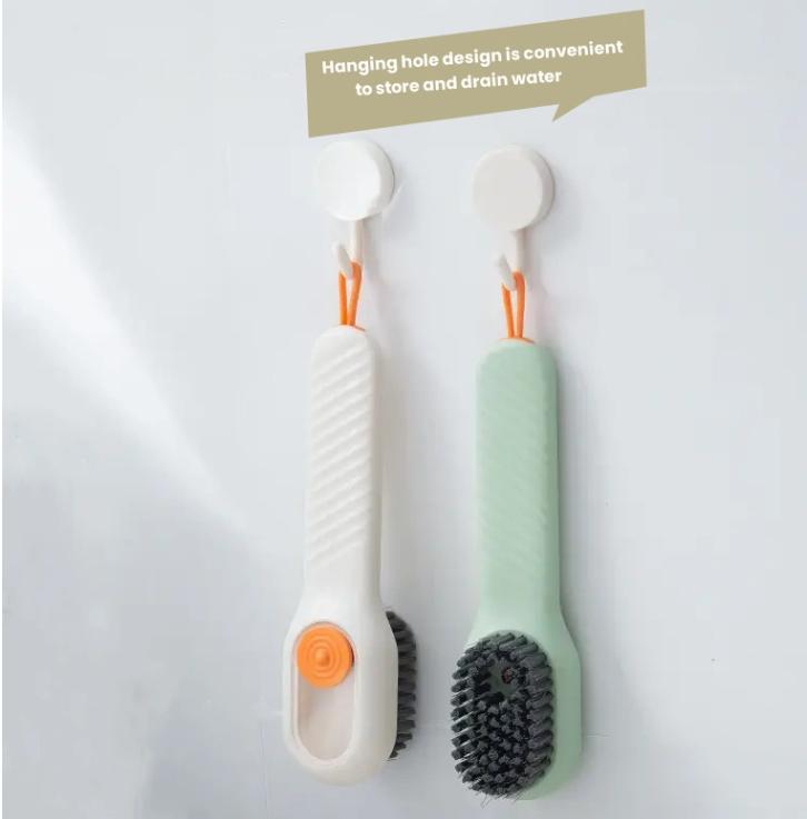 2-Pack Liquid-Dispensing Shoe Cleaning Brushes, Household Press-to-Dispense Design for Washing Shoes, Laundry, and Home Cleaning, Soft Bristles Gentle on Shoes and Fabrics