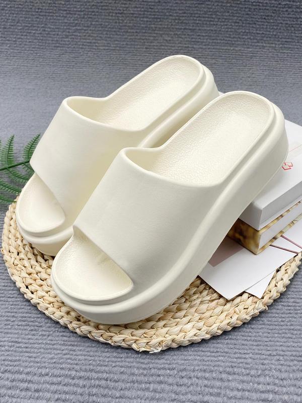 Summer 2024 Fashion Plain Thick-soled Heightening Platform Slippers for Women, Casual Matching Non-slip Soft Comfortable Flat Slippers for Indoor and Outdoor Use