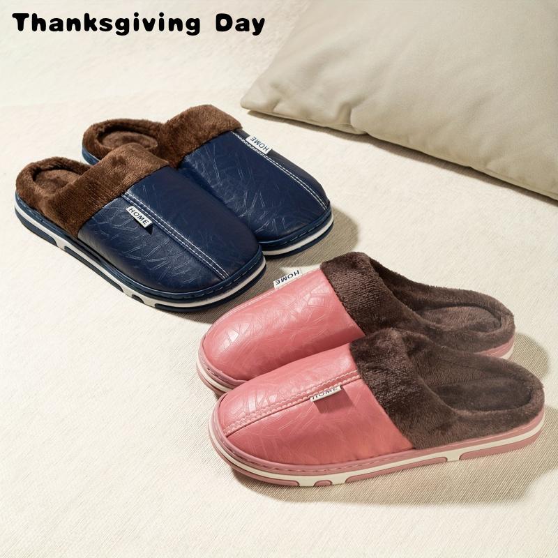 2025 Hot Men's Minimalist Home Slippers Women's Household Warm Plush Slippers Thickened Waterproof Slippers