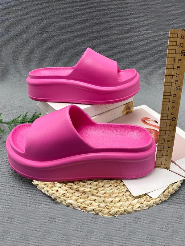 Summer 2024 Fashion Plain Thick-soled Heightening Platform Slippers for Women, Casual Matching Non-slip Soft Comfortable Flat Slippers for Indoor and Outdoor Use