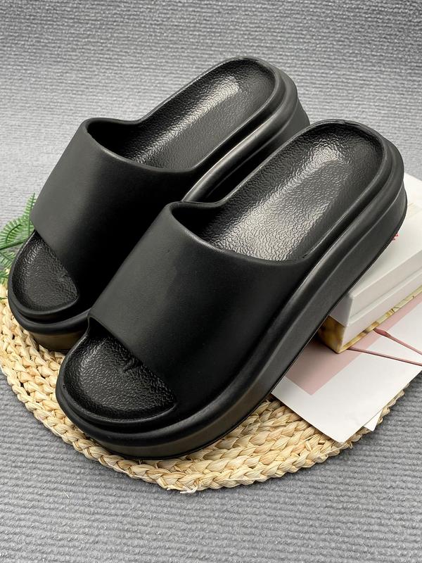 Summer 2024 Fashion Plain Thick-soled Heightening Platform Slippers for Women, Casual Matching Non-slip Soft Comfortable Flat Slippers for Indoor and Outdoor Use