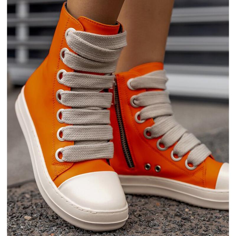 Men's High Top Sneakers Thick Laces Skate Shoes Punk Style Lace Up Canvas Shoes Comfort Platform Walking with Zipper