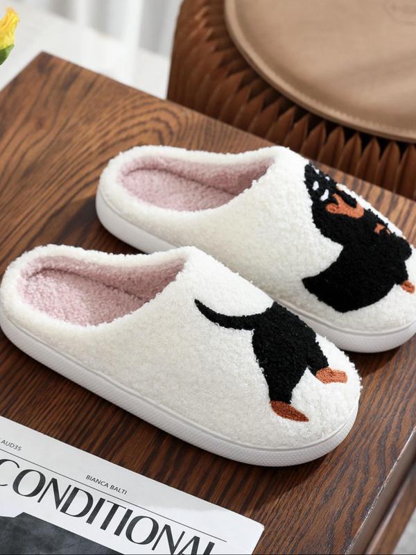 Cute Pug  Design Plush Slippers, Casual Soft Comfortable Home Slippers, Warm Slippers for Indoor & Outdoor Use for Women & Girls