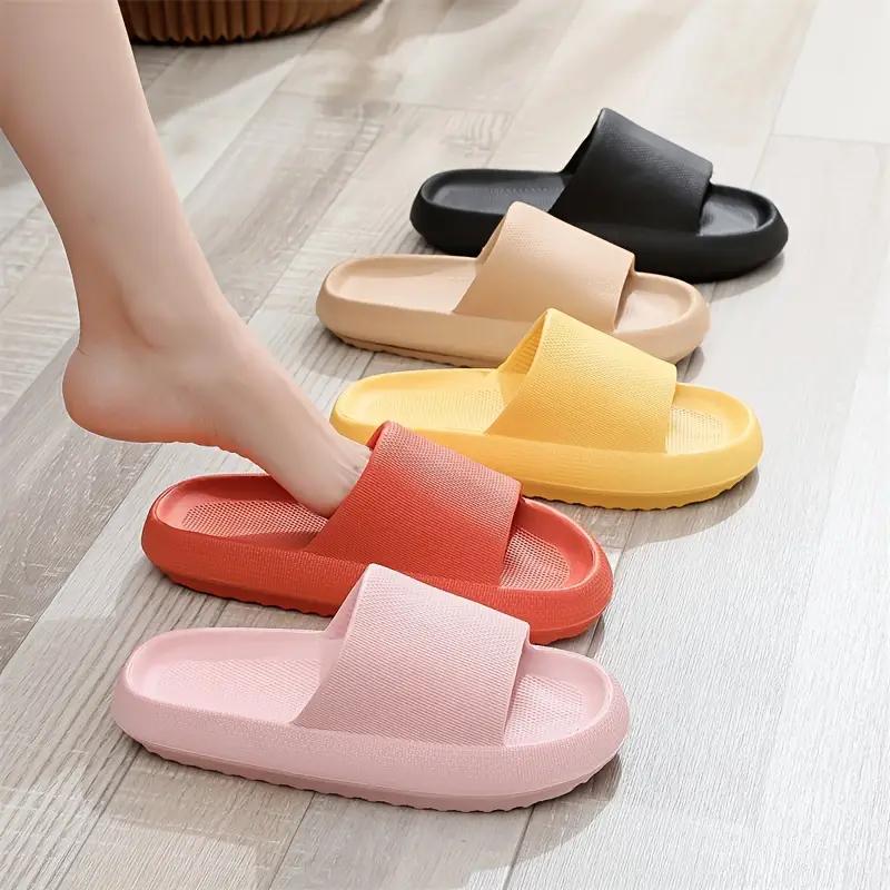 Women Simple And Comfortable Open Toe Plastic Slippers, Lightweight Waterproof Anti-Skid Thick-Soled Sandals, Suitable For Wearing In Bathroom, Student Dormitory, Swimming Pool, Beach