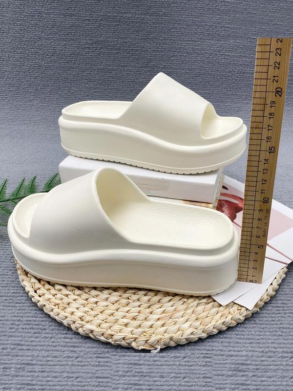 Summer 2024 Fashion Plain Thick-soled Heightening Platform Slippers for Women, Casual Matching Non-slip Soft Comfortable Flat Slippers for Indoor and Outdoor Use