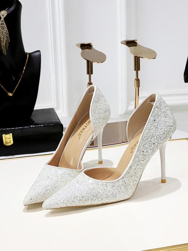 Women's Glitter Sequin Decorated Stiletto Heels, Elegant Pointed Toe High Heel Shoes for Party, Banquet, Fashionable Shoes for Daily Wear