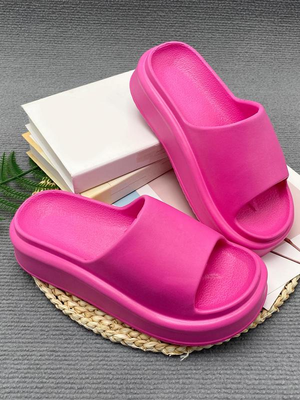 Summer 2024 Fashion Plain Thick-soled Heightening Platform Slippers for Women, Casual Matching Non-slip Soft Comfortable Flat Slippers for Indoor and Outdoor Use