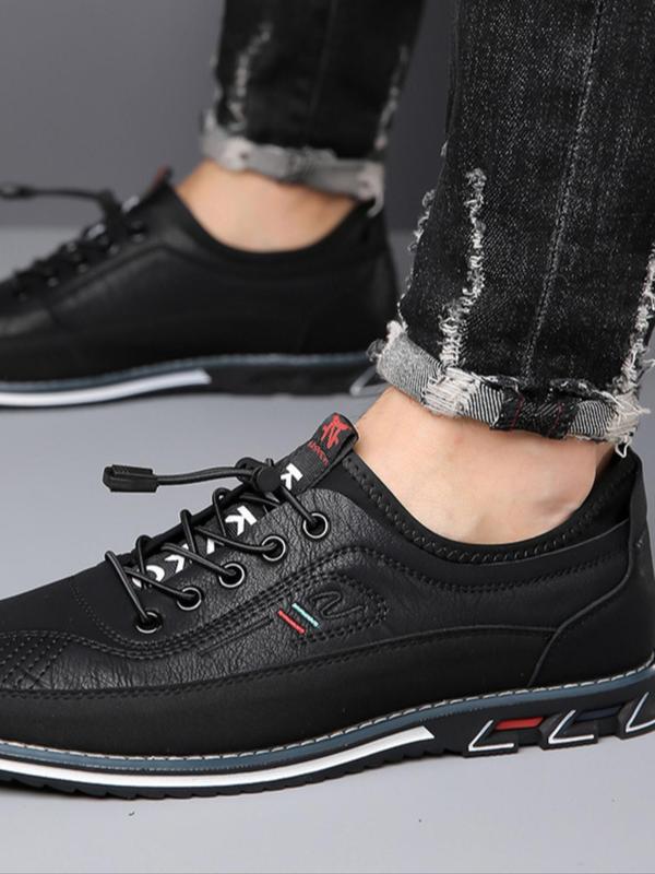 Men's Casual Solid Color Lace Up Dress Shoes, Breathable Comfortable Patched Design Shoes for Daily Wear, Dress Shoes for Outdoor Walking Driving