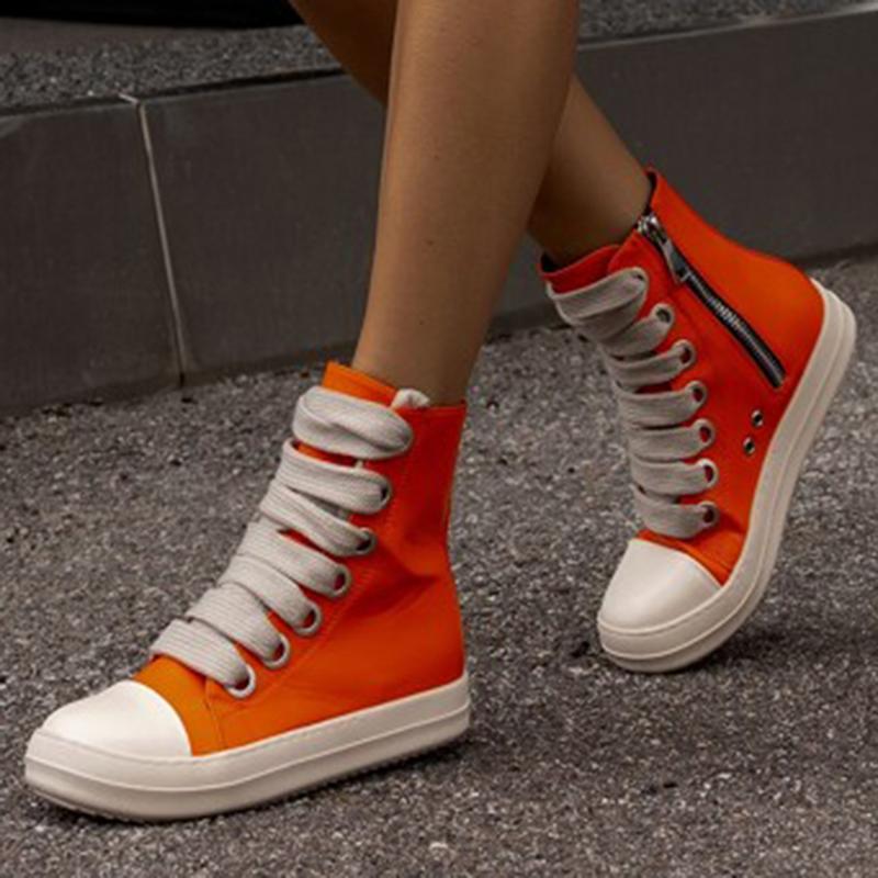 Men's High Top Sneakers Thick Laces Skate Shoes Punk Style Lace Up Canvas Shoes Comfort Platform Walking with Zipper