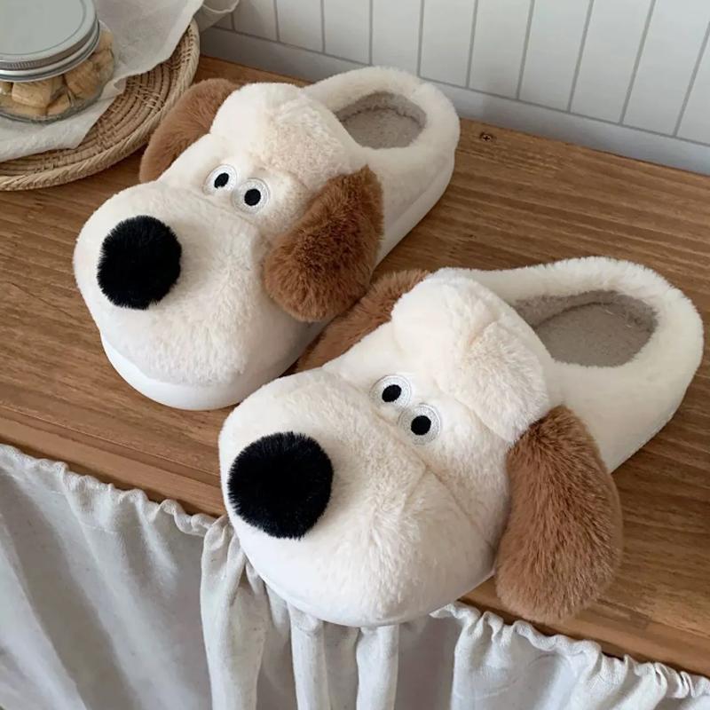 Women's Cute dog Animals Slippers Interesting Comfortable Furry Slippers Soft Plush Winter season Keep warm Home Slippers Girl Footwear