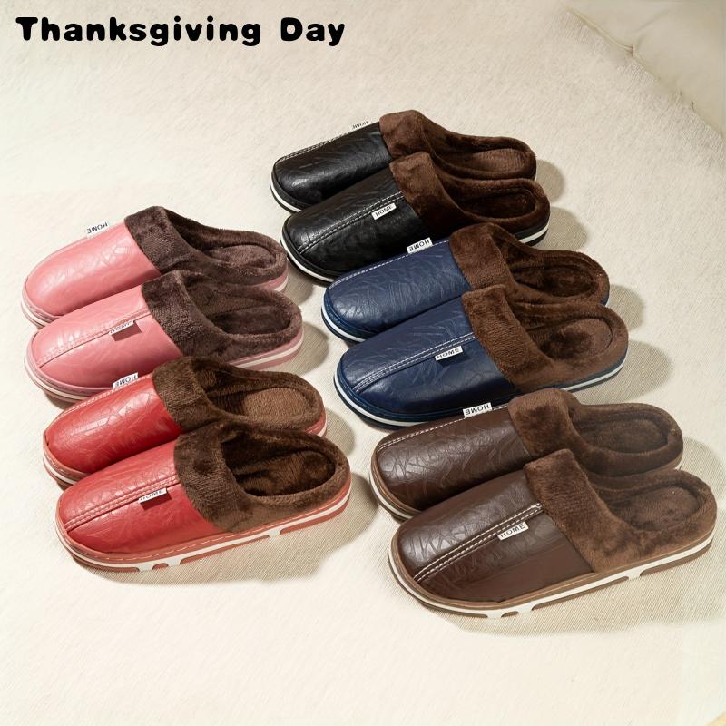 2025 Hot Men's Minimalist Home Slippers Women's Household Warm Plush Slippers Thickened Waterproof Slippers