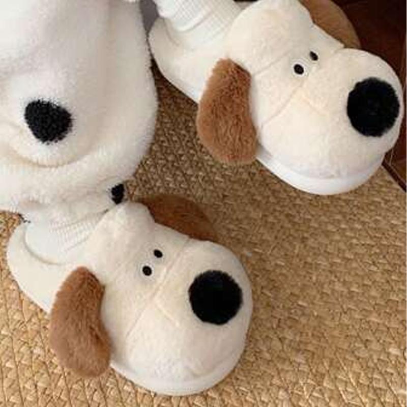 Women's Cute dog Animals Slippers Interesting Comfortable Furry Slippers Soft Plush Winter season Keep warm Home Slippers Girl Footwear