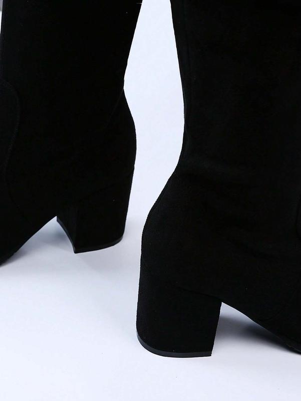 Women Over-The-Knee Boots 2024 Autumn And Winter New Style Thick Heel High-Heeled Elastic High-Tube Boots Thermal Lined Knight Boots Women Shoes