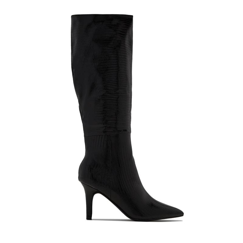 Sarai Knee High Heel Boots - Black