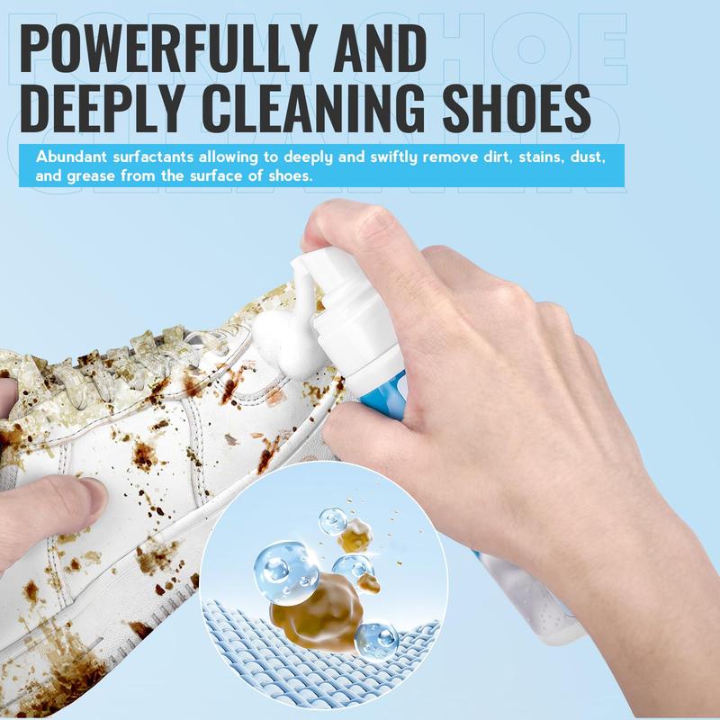 Shoe Cleaning Kit-6.76 Oz Sneaker Cleaner with Brush and Towel, White Shoe Cleaner Foam Shoe Cleaner Footwear Comfort Leather Parent