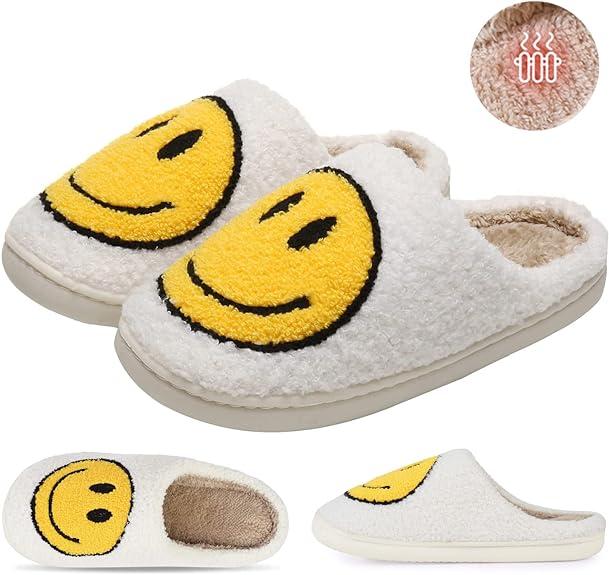 Black Friday Women's Cartoon Smile Face Pattern Plush Slippers, Casual Soft Comfortable Home Slippers, Warm Slippers for Fall & Winter, Walking Shoes, Fall Outfits, Fall Freshness