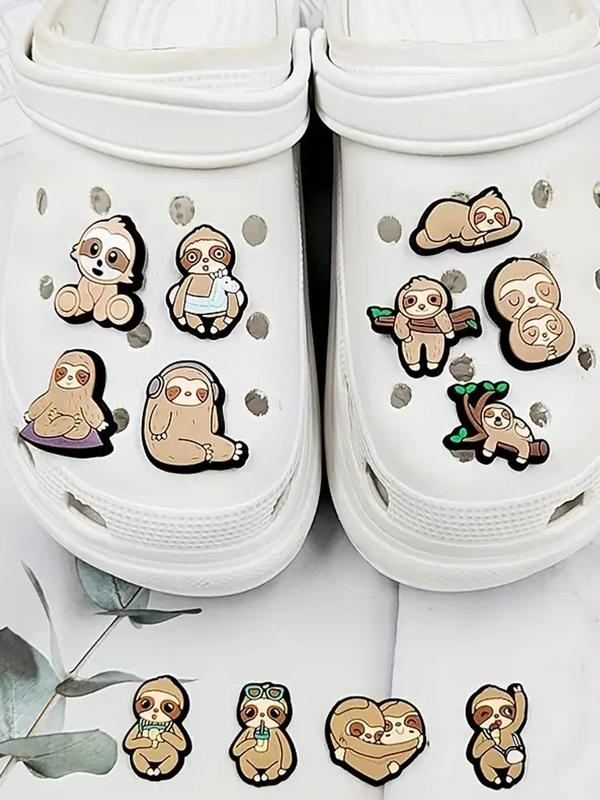 Cute Cartoon Sloth & Bear Shoe Charm,  Fashionable Novelty Shoes Decorations for Clogs Design, Dazzling Glamour Trendy Holiday Shoe Accessories for Women & Girls