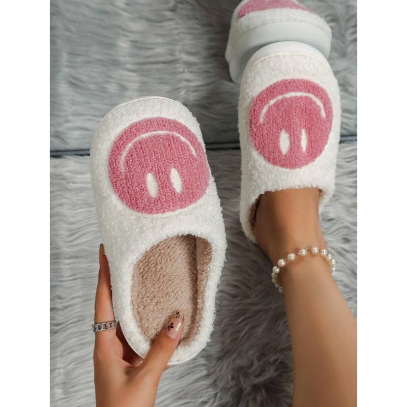 Black Friday Women's Cartoon Smile Face Pattern Plush Slippers, Casual Soft Comfortable Home Slippers, Warm Slippers for Fall & Winter, Walking Shoes, Fall Outfits, Fall Freshness