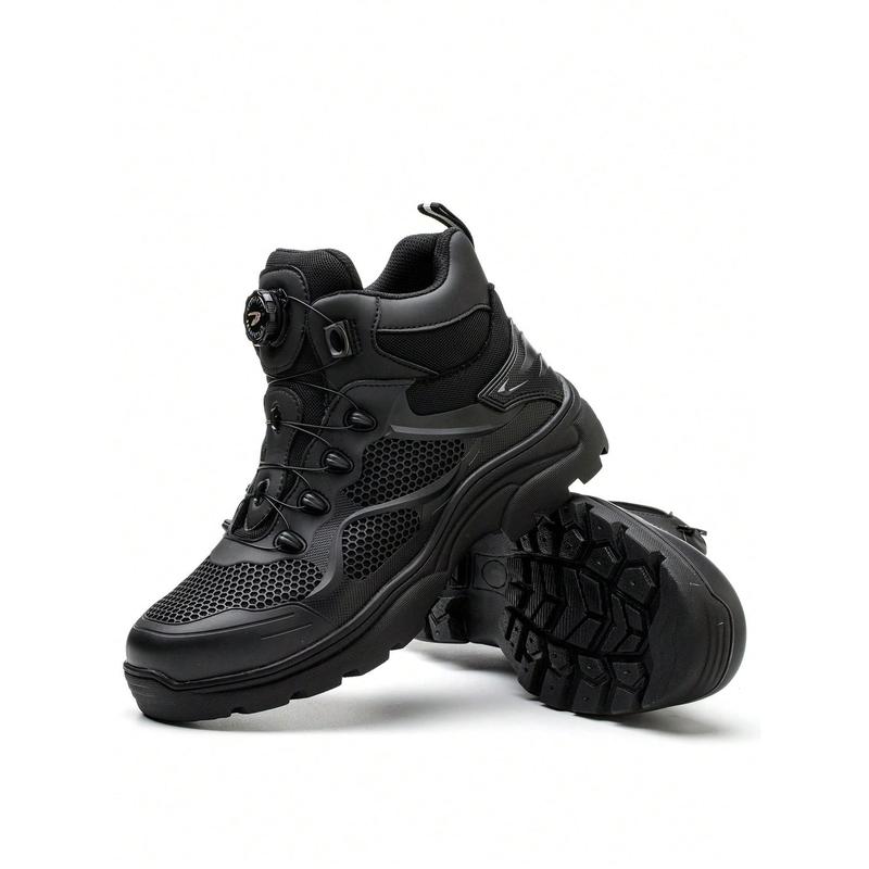 Men's Rotating Button Safety Boots With Steel Toe Cap, Puncture Resistant, Crushproof And Pressure-Resistant Work Boots