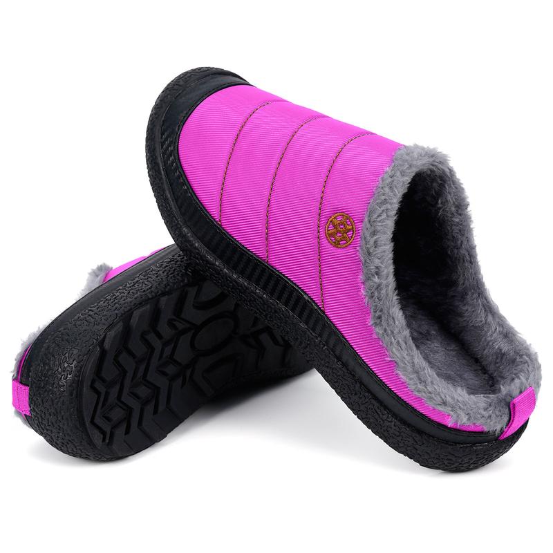 Womens Mens House Slippers Slip on Snow Winter Warm Fully Fur Lined Slippers Indoor Outdoor Shoes