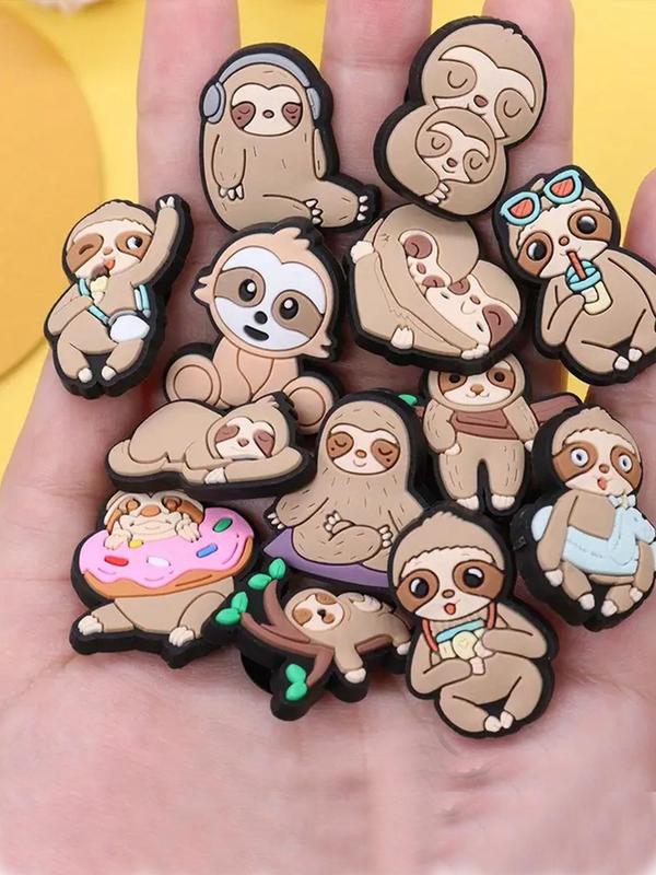 Cute Cartoon Sloth & Bear Shoe Charm,  Fashionable Novelty Shoes Decorations for Clogs Design, Dazzling Glamour Trendy Holiday Shoe Accessories for Women & Girls