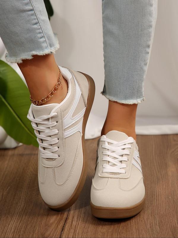 Women's Fashionable Lace Up Low Top Sneakers, Casual Comfortable Sports Shoes for Daily Wear, Female All-match Round Toe Shoes for Women & Girls