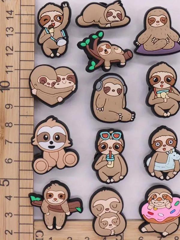 Cute Cartoon Sloth & Bear Shoe Charm,  Fashionable Novelty Shoes Decorations for Clogs Design, Dazzling Glamour Trendy Holiday Shoe Accessories for Women & Girls