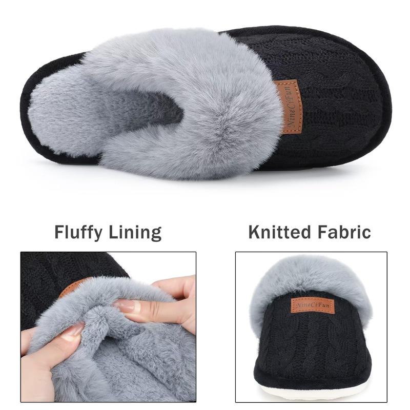 2024 Women's and Men's House Slippers Slip on Fuzzy Slippers with Faux Fur Lining Indoor Outdoor Home Shoes with Rubber Sole