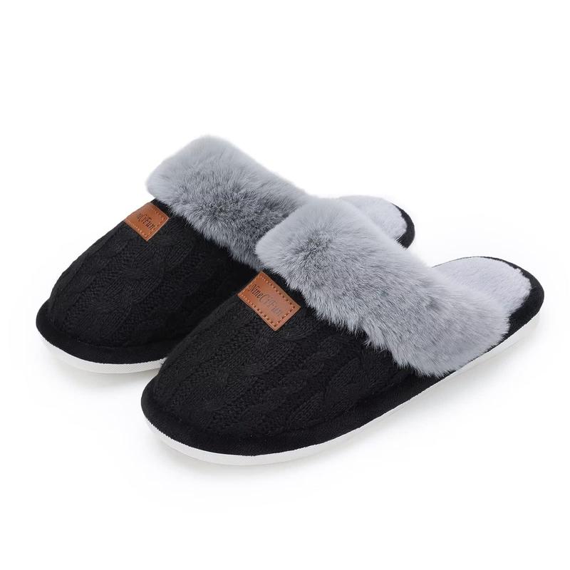 2024 Women's and Men's House Slippers Slip on Fuzzy Slippers with Faux Fur Lining Indoor Outdoor Home Shoes with Rubber Sole