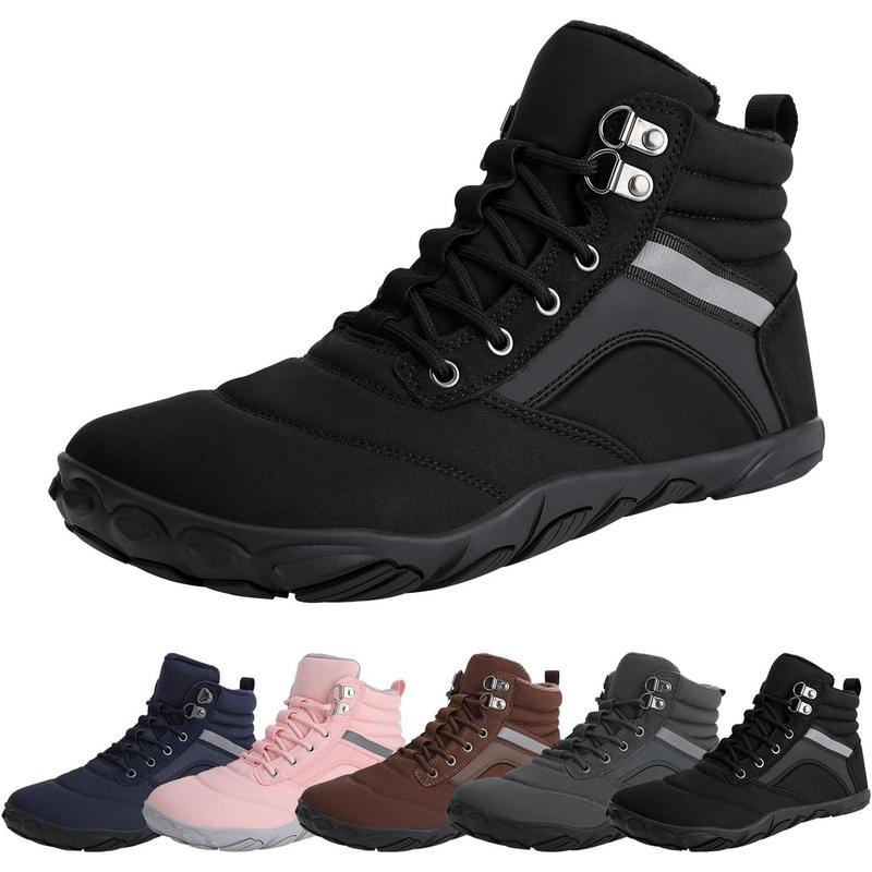 Womens Mens Winter Barefoot Boots Warm Minimalist Wide Toe Box Snow Boots Zero Drop Sole Outdoor Water Resistant Ankle Booties