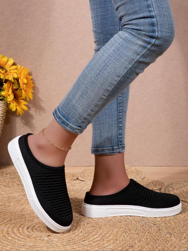 Women's Summer Fashionable Solid Color Slip on Low Top Sneakers, 2024 Casual Matching Comfortable Breathable Slip on Shoes for Daily Wear, Female All-match Round Toe Shoes for Daily Wear, Footwear