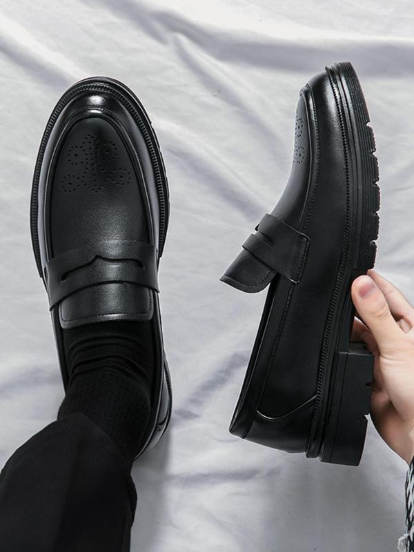 Men's Business Style Solid Color Slip on Dress Shoes, Fashionable Comfortable Loafers for Work Office, Male All-match Commuter Shoes for Daily Wear