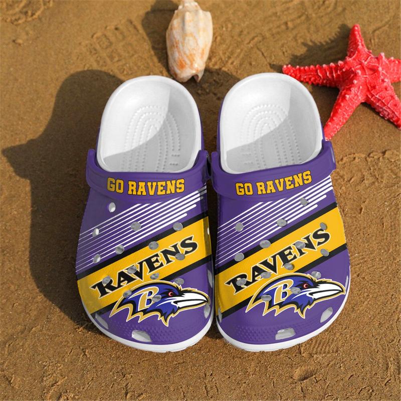 Baltimore Ravens Football Crocband Clogs, Perfect American Football Fan Gift for Everyday Wear