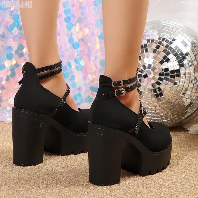 Women's Platform Super High Heels, Fashion Buckle Strap Dress Pumps, All-Match Going Out & Banquet Shoes Stylish Girl