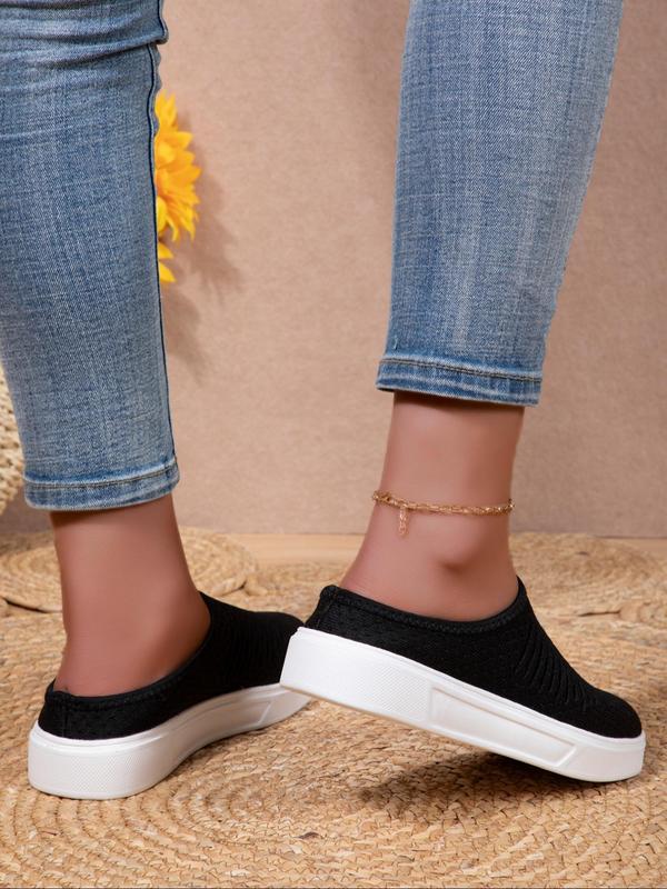 Women's Summer Fashionable Solid Color Slip on Low Top Sneakers, 2024 Casual Matching Comfortable Breathable Slip on Shoes for Daily Wear, Female All-match Round Toe Shoes for Daily Wear, Footwear