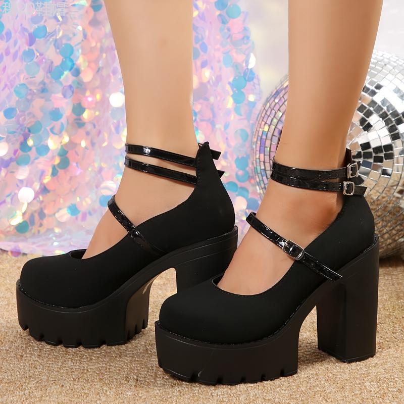 Women's Platform Super High Heels, Fashion Buckle Strap Dress Pumps, All-Match Going Out & Banquet Shoes Stylish Girl