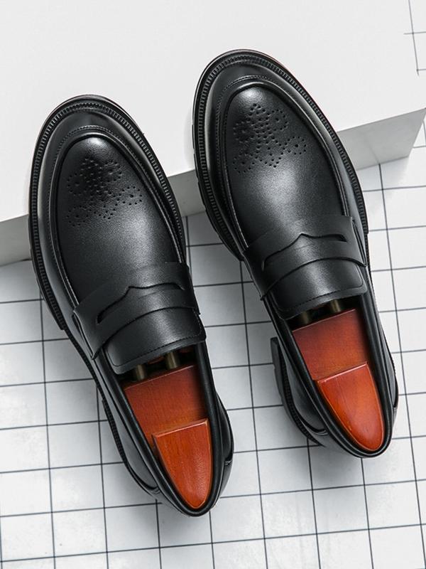 Men's Business Style Solid Color Slip on Dress Shoes, Fashionable Comfortable Loafers for Work Office, Male All-match Commuter Shoes for Daily Wear