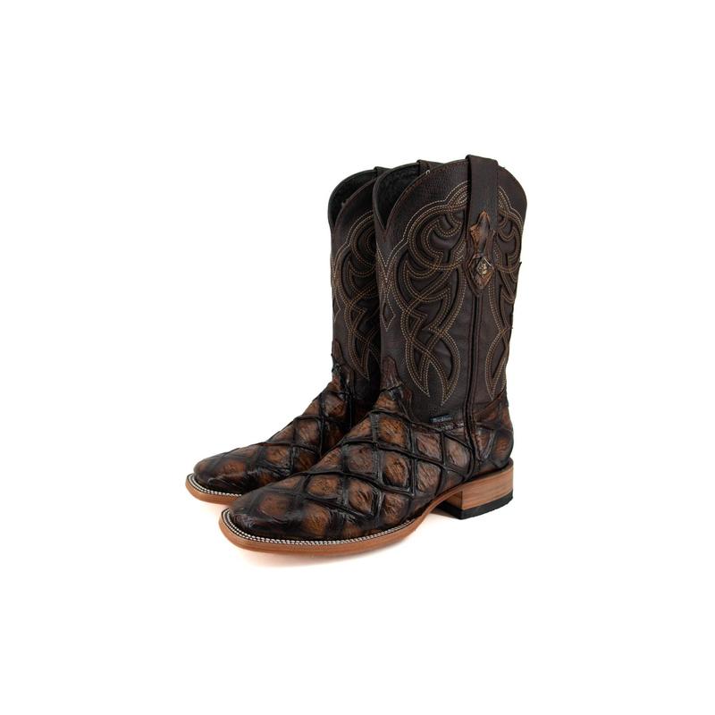 Big Bass Pirarucu Print Square Toe Cowboy Boots