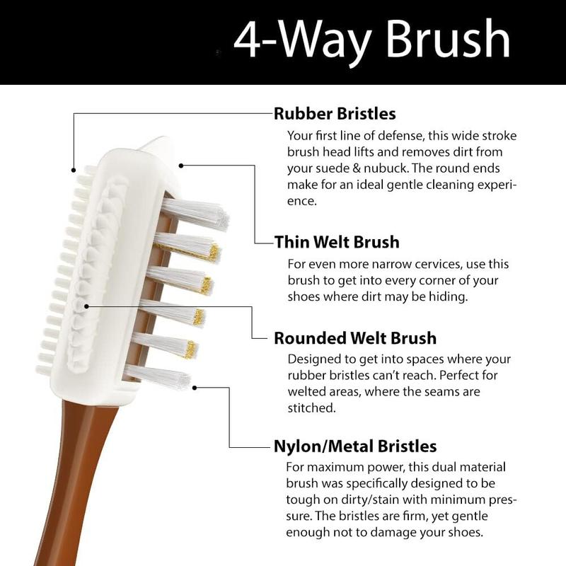 Suede & Nubuck 4-Way Shoe Brush Cleaner for Footwear