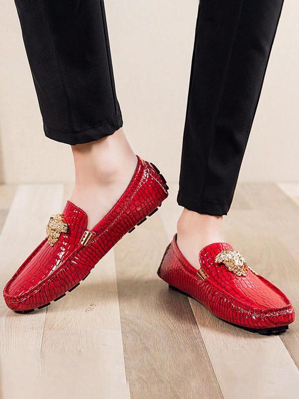 Men's Fashionable Crocodile Embossed Slip-on Loafers, Casual Comfortable Fashion Loafers for Daily Wear, Male All-match Round Toe Shoes for Daily Wear